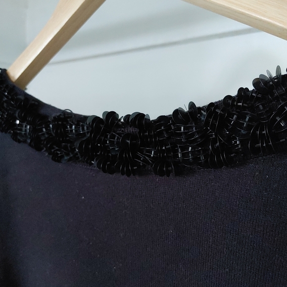 Talbots rsvp | black long sleeved sweater with beaded collar plus sized - Picture 6 of 7